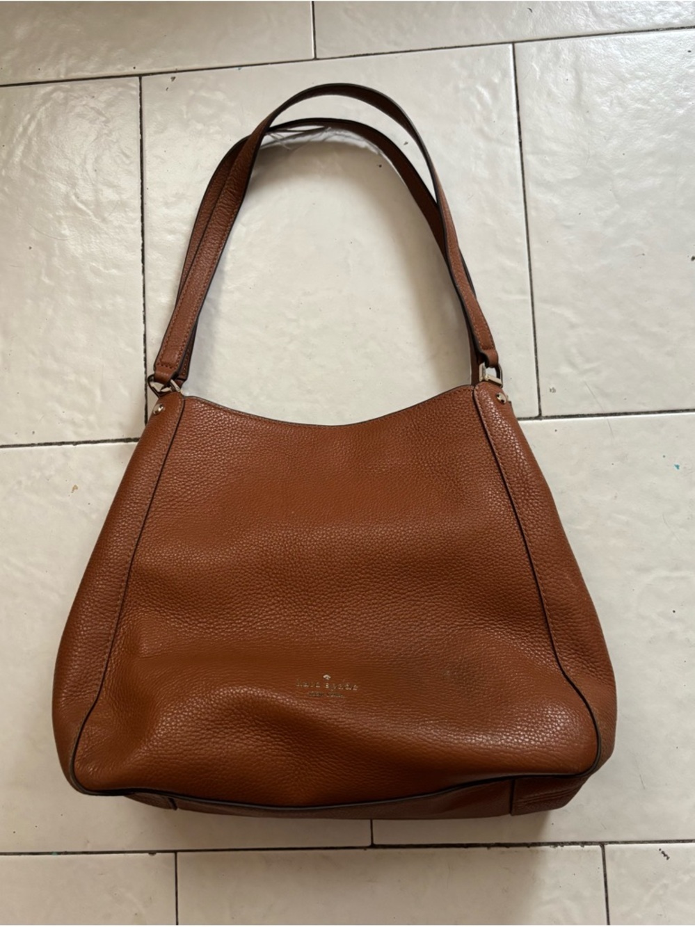 Kate Spade Brown Pebbled Leather Shoulder Bag hobo purse SAMPLE tote mansur